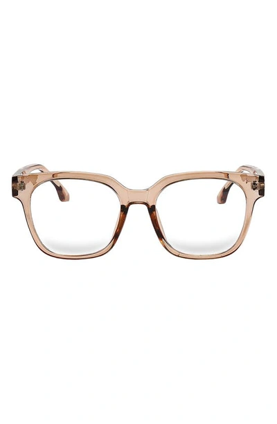 Shop Fifth & Ninth Sage 53mm Round Blue Light Blocking Glasses In Transparent Tan/ Clear