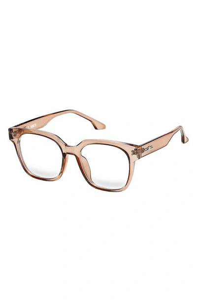 Fifth & Ninth Sage 53mm Round Blue Light Blocking Glasses In Transparent Tan/ Clear