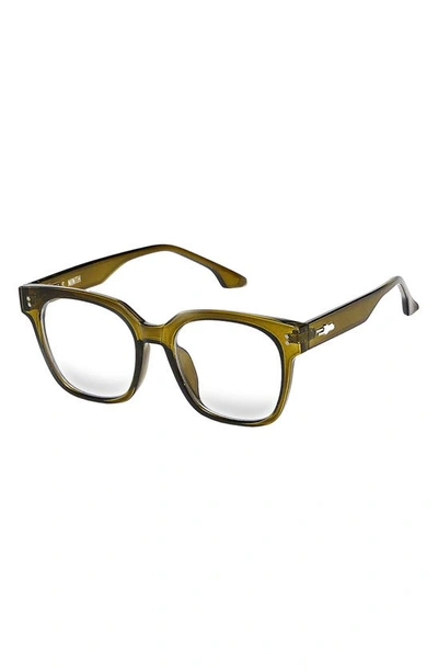 Fifth & Ninth Sage 53mm Round Blue Light Blocking Glasses In Transparent Moss/ Clear