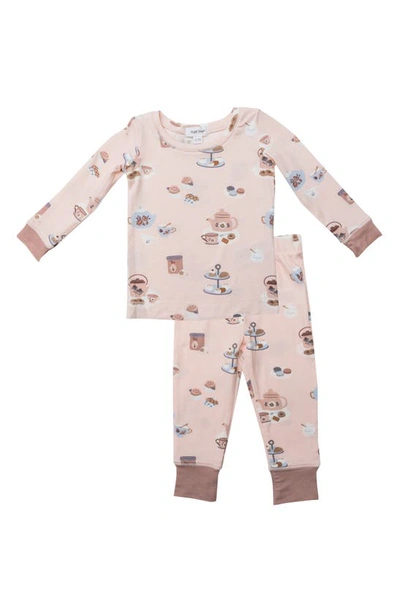 Shop Angel Dear Kids' Tea Party Fitted Two-piece Pajamas In Pink
