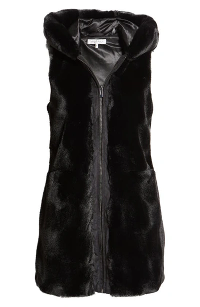Shop Via Spiga Zip Front Faux Fur Hooded Vest In Black