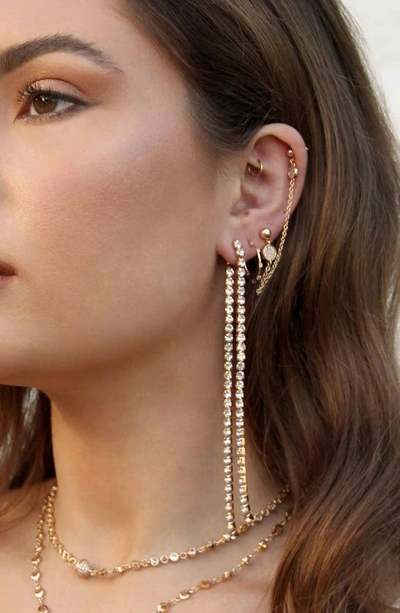 Ettika Crystal Linear Drop Ear Jackets In Gold