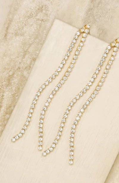Ettika Crystal Linear Drop Ear Jackets In Gold