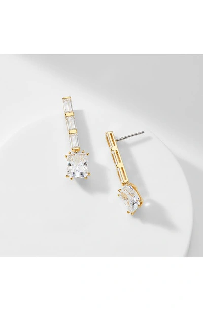 Shop Nadri Chateau Crystal Linear Drop Earrings In Gold