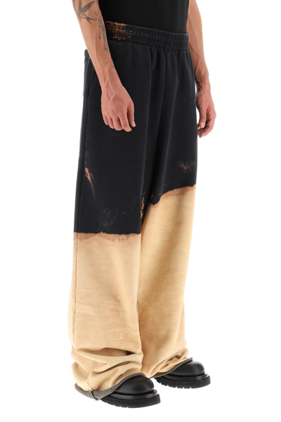 Shop Vetements Oversized Bleached Sweatpants In Black,beige