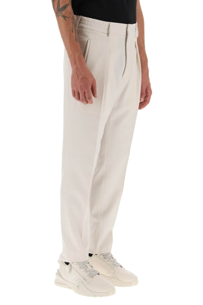 Shop Fendi Wool Blend Trousers With Pleats In White