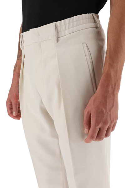 Shop Fendi Wool Blend Trousers With Pleats In White