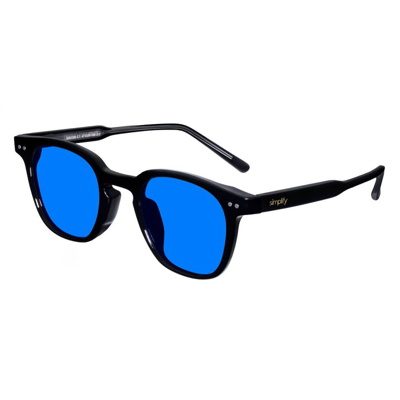 Shop Simplify Unisex Black Square Sunglasses Ssu126-c3 In Blue