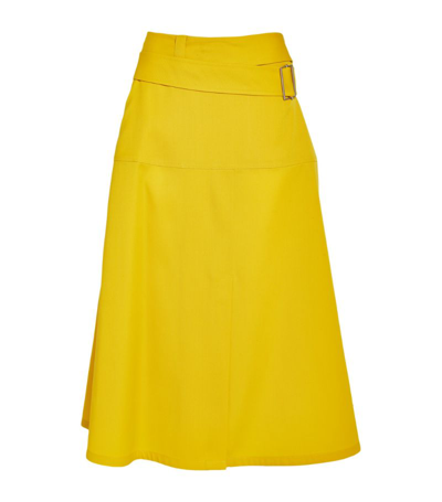 Shop Jil Sander Virgin Wool Midi Skirt In Yellow