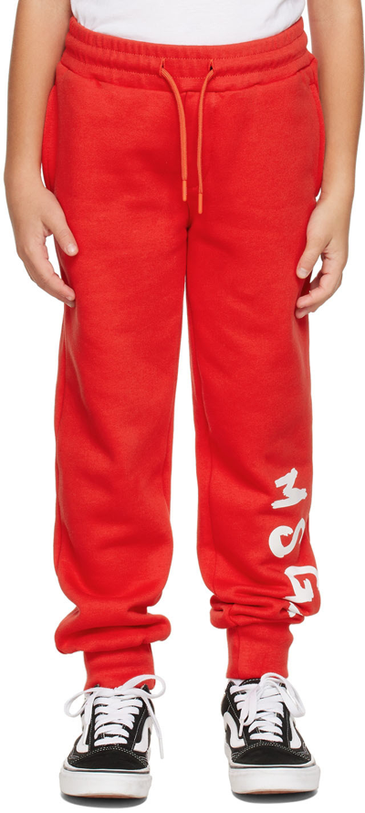 Shop Msgm Kids Red Logo Lounge Pants In 40 Rosso
