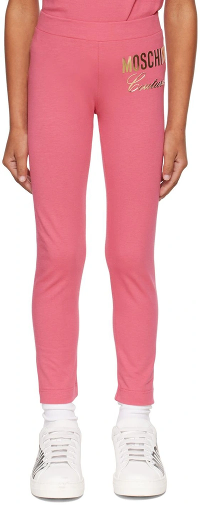 Shop Moschino Kids Pink 'couture' Leggings In Var. 50716 Carmine R