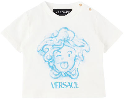 Shop Versace Baby White Medusa T-shirt In 2w150