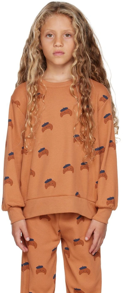 Shop Tinycottons Kids Orange Croissant Sweatshirt In Light Brown/chestnut