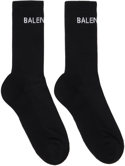 Shop Balenciaga Black Tennis Socks In 1077 Black/white