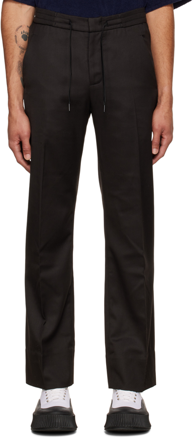 Cornerstone Brown Drawstring Straight Trousers In Dark Brown