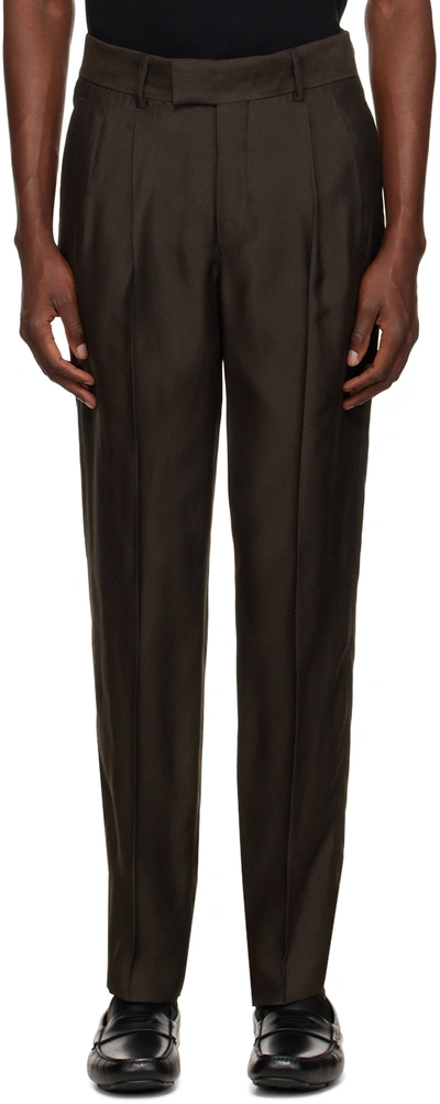 Shop Giorgio Armani Ssense Exclusive Brown Trousers In Mulch