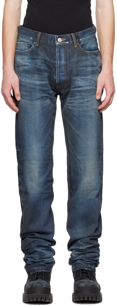 Shop Balenciaga Blue Normal Fit Jeans In 4443 Solarize Blue