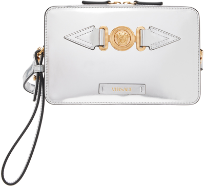 Shop Versace Silver Small Medusa Biggie Bag In 1e01v Argento-oro Ve