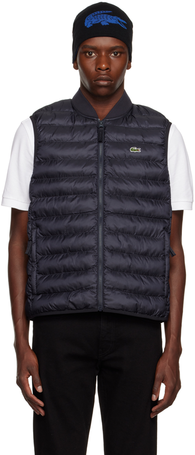 Shop Lacoste Navy Quilted Vest In Hde Abimes