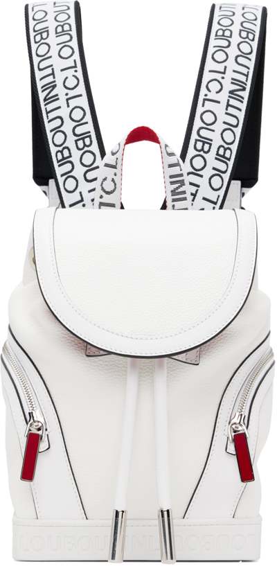 Shop Christian Louboutin White Small Explorafunk Backpack In W371 Snow/snow-black