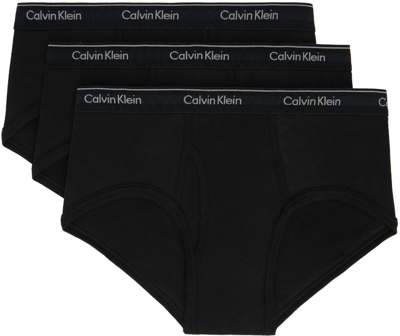 Shop Calvin Klein Underwear Three-pack Black Classic Fit Briefs In 3 Black