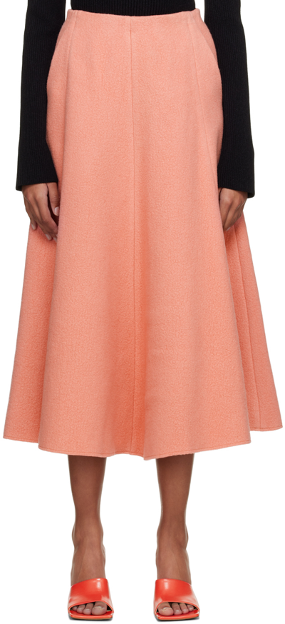 Shop Gabriela Hearst Pink Maureen Midi Skirt In Wtm Watermelon Tourm