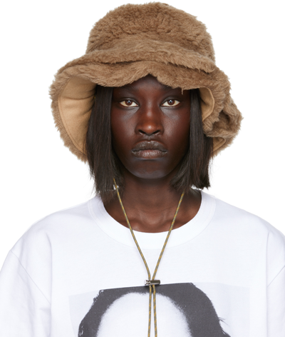 Brown Faux-shearling Bucket Hat In 651 Beige