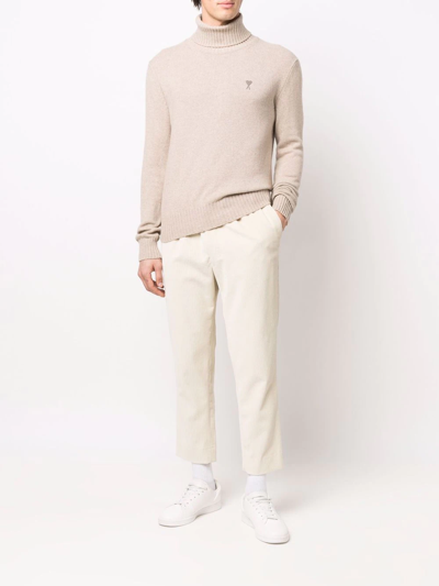 Shop Ami Alexandre Mattiussi Drawstring-waist Corduroy Trousers In Neutrals