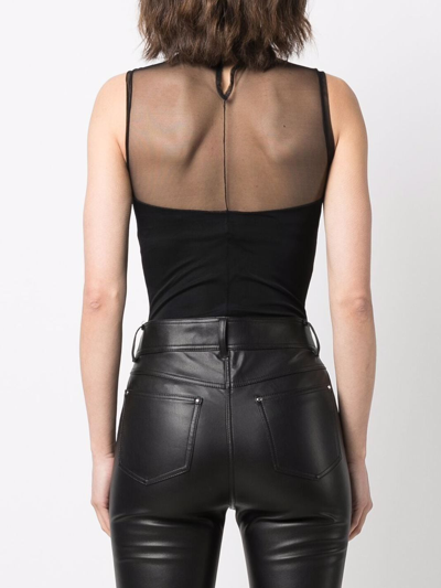 Shop Murmur Hold-up Tulle-panel Bodysuit In Black