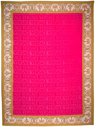 Shop Versace I Love Baroque Beach Towel In Pink