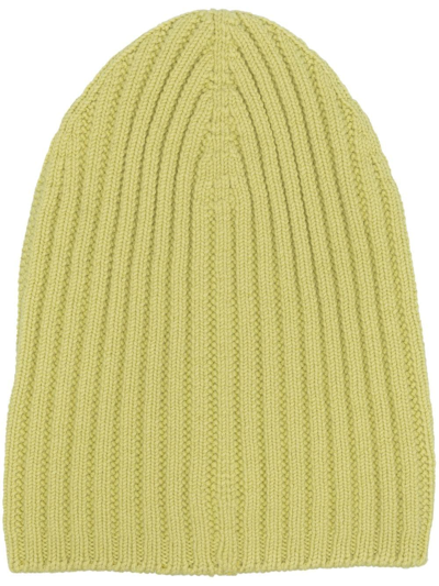 Shop Barrie Ribbed Cashmere Beanie In Yellow