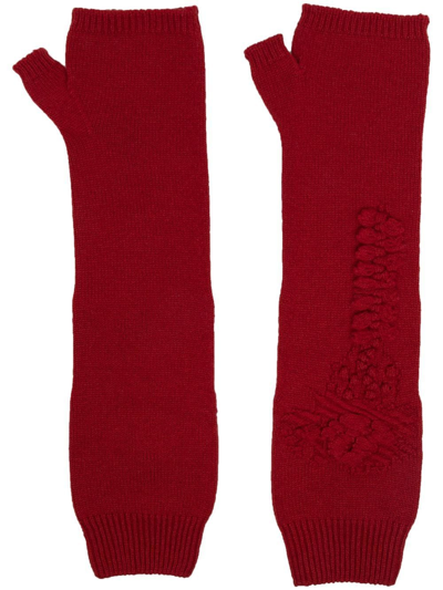 Shop Barrie Cashmere Fingerless Mittens In Red