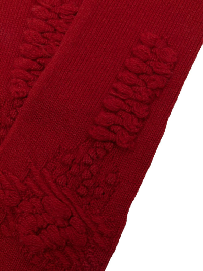 Shop Barrie Cashmere Fingerless Mittens In Red