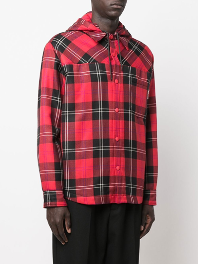 Shop Marni Check Hooded Jacket In Red