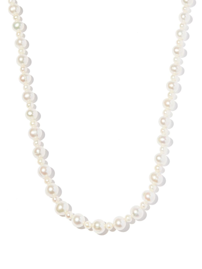 Hatton Labs Sterling Silver Pebbles Pearl Necklace In Silver