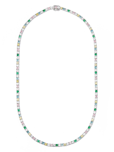 Shop Hatton Labs Crystal-embellished Tennis Necklace In Silver