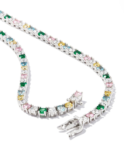 Shop Hatton Labs Crystal-embellished Tennis Necklace In Silver