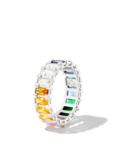 Shop Hatton Labs Crystal-embellished Eternity Ring In Silver