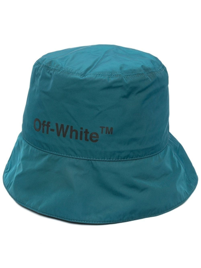 Shop Off-white Embroidered Logo Bucket Hat In Blue
