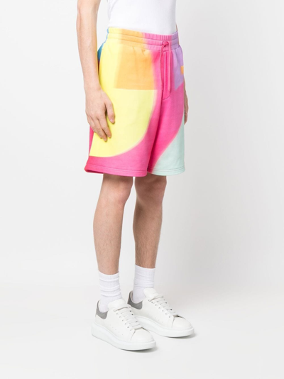 Shop Moschino Rainbow-print Track Shorts In Pink