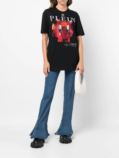 Shop Philipp Plein Monsters Crystal-embellished T-shirt In Black