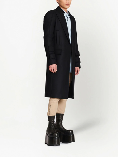 Shop Balmain Touch-strap Wool-blend Coat In Black