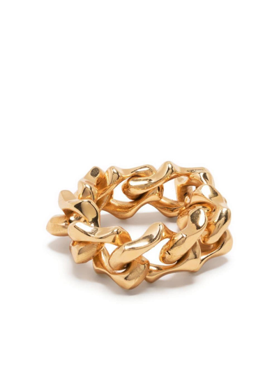 Shop Emanuele Bicocchi Soft Sharp Chain-link Embellished Ring In Gold