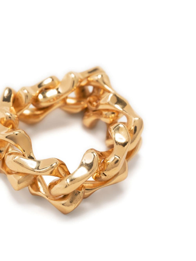 Shop Emanuele Bicocchi Soft Sharp Chain-link Embellished Ring In Gold