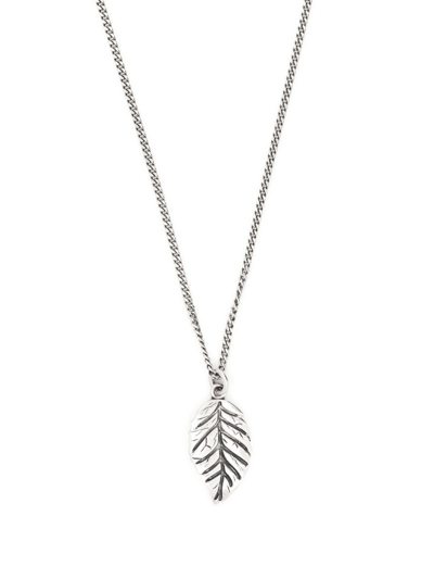 Shop Emanuele Bicocchi Leaf-charm Chain-link Necklace In Silver