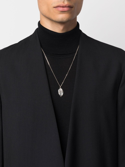 Shop Emanuele Bicocchi Leaf-charm Chain-link Necklace In Silver