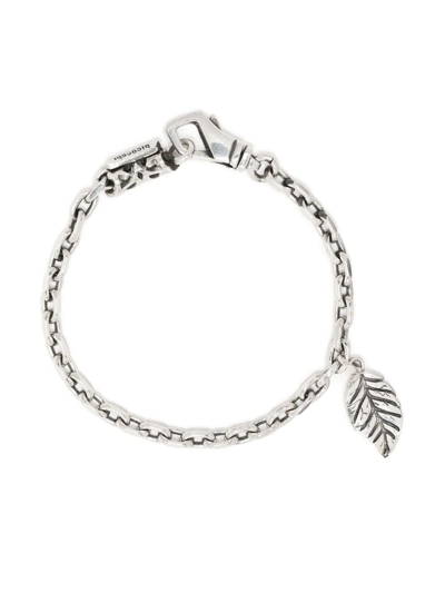 Shop Emanuele Bicocchi Leaf-detail Chain-link Bracelet In Silver