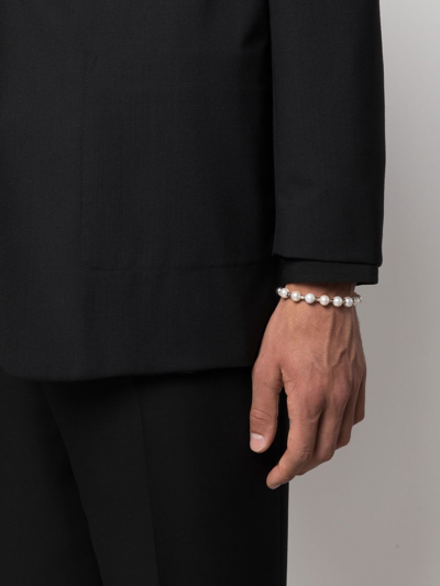 Shop Emanuele Bicocchi Embellished Chain-link Bracelet In White