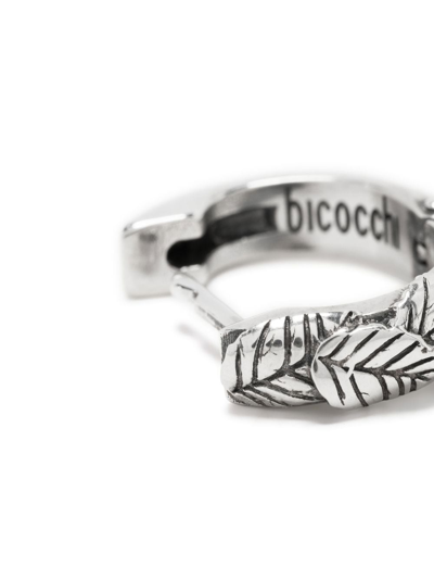 Shop Emanuele Bicocchi Leaves Huggie Hoop Earring In Silver