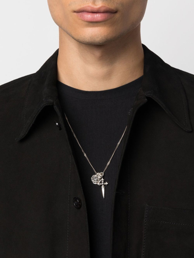 Shop Emanuele Bicocchi Dagger Cross Necklace In Silver